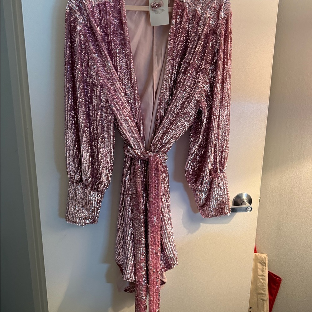 ASOS Blush Sequin Embellished Wrapped Dress